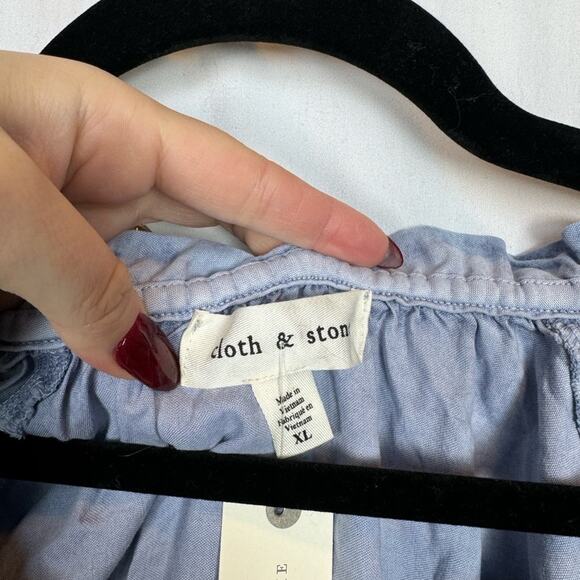 Anthropologie Cloth & Stone Long-Sleeve Raglan Blouse Sky Blue Size XL NWT - Picture 5 of 10